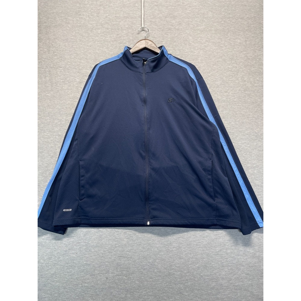 Starter Track Jacket Mens XL Blue Quick Dry Moisture Wicking Mock Neck Full Zip